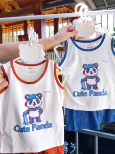 Bộ ba lỗ phối viền BENTY in Cute Panda BT101 mát mềm mịn đồ bộ trẻ em an toàn cho da