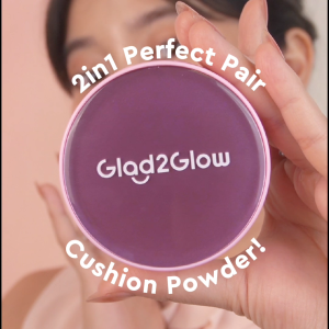 Glad2Glow 2in1 Perfect Pair Cushion Powder 11ml+8 g Bedak Padat Foundation Waterproof Make Up Setting BB Cream Tahan Tahan 12Jam Hasil Akhir Glowing Dan Menyatu Dengan Warna Kulit Tekstur Ringan Di Wajah Full Coverage Velvet To Matte