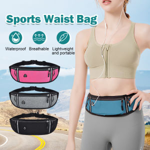 Waterproof Running Waist Bag Pack Belt with Zipper Jogging Gym Marathon Waist Packs Adjustable Anti-Theft 3 pockets Waist Pouch Storage Phone Bag