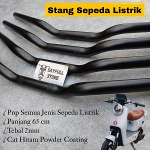 Stang Stir Pendek Sepeda Listrik Variasi Setang Hitam Bahan Tebal