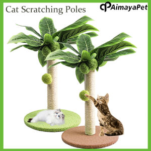 AIMAYAPET Cat Scratching Post Sisal Cat Scratching Poles With Hanging Ball Sisal Rope For Indoor Cats Claw Scratcher