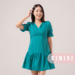 RIMINI - Dress Perempuan Gaun Vneck Ruffle Katun Premium Import S-XL- Aster Dress 524302