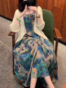 Elegant Thinming Summer New Style Womens Sleeveless Dress Thin Outerwear Cardigan Casual Comfortable Breathable A-Line Skirt