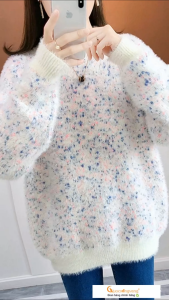 Áo len nữ lông cừu cổ tròn dài tay len mềm mịn GLA329