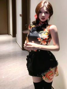 New Chinese Style Cheongsam Dress Halloween Christmas Cosplay Uniform Soft Girl Maid Skirt Short Cheongsam Daily Wear