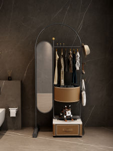 ตู้เสื้อผ้าแบบตั้งได้พร้อมกระจก ตู้เสื้อผ้าสำหรับห้องนอน ตู้เสื้อผ้าแบบจัดระเบียบ ตกแต่งด้วยโลหะผสม ใช้งานได้หลากหลาย