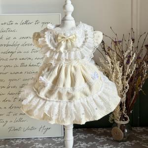 Heavy Work Fleece Lined Thickened Birthday Dress for Pets Cats Doggies AW Marjorie Small Body Bichon Style Pure Creamy Skin