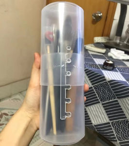 Transparent Portable Large Capacity round Makeup Brush Storage Bucket Dustproof Simplistic Beauty Pen Holder with Lid