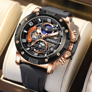 LIGE Sports Man Watch Top Brand Luxury Silicone Chronograph Small Dail Function Quartz Wristwatches Waterproof Luminous Watch