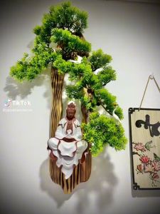 Tượng Mẹ Quan Âm 25CM - Chất liệu Bột Đá Trang Trí Tiểu Cảnh Gỗ Lũa