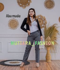 Celana formal kerja wanita pinggang karet elastis Celana kantor wanita celana kerja cewek
