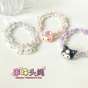 Sanrio 1Pc Anime Crystal Bracelet Kuromi My Melody Cinnamoroll Cartoon Couple Bracelet Leather Band Toys For Girl Birthday Gift