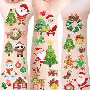 12 Sheets Glitter Merry Christmas Temporary Tattoos Christmas Party Favors Supplies DecorationsChristmas Eve Gifts