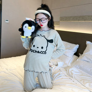 Girls Sleepwear Set Long Sleeve Long Pants Home Clothes Modal Childrens Spring Autumn Outfit Comfortable Soft Polyester Fiber