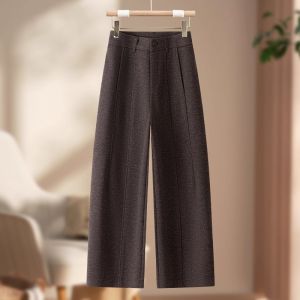 MEITESIJIAONU | Light Gray Wool Blend Wide Leg Pants For Petite Women