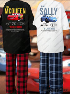 52TOYS | Summer New McQueen&Sally T-shirts+ Pajamas Oversized For Adult/Kids Matching His and Hers Sleepwear Loungewear Lovers Gifts
