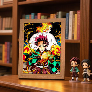Bandai | Animated Demon Killer Action Character Light Picture Frame Tanjiro Kamado LED Night Light Character Gift Moonlight Lamp