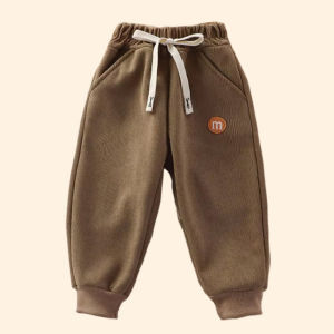 Children Autumn and Winter Thick Outer Protective Pants with Added Fleece Small and Medium-sized BabyAlpaca Fleece Leg Binding