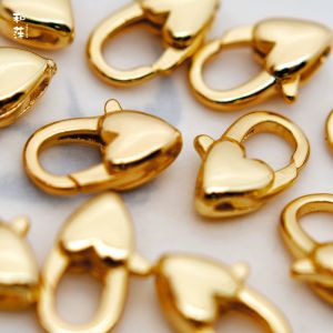 Mặt Dây Chuyền Hình Trái Tim 12x6mm Vàng Mạ Đồng Kết Nối Vòng Cổ Vòng Tay Móc Khóa Hình Con Tôm Hùm Đầu Kết Nối Mặt Dây Chuyền Phụ Kiện Trang Sức