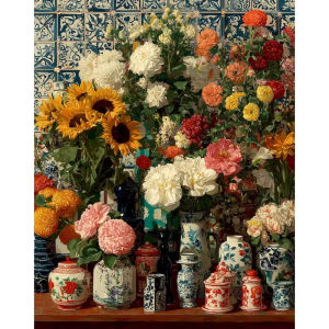 Jigsaw Puzzle 500/1000/1200/2000PCS Retro Flower Scene Brain Teaser Calming Activity Decor Gift