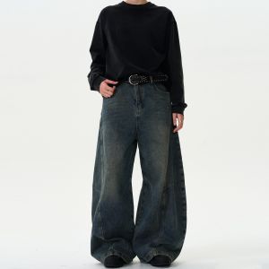 MADWITCH | Retro Deconstructed Washed Loose Fit Men Jeans
