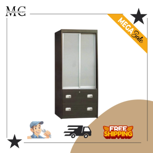 【LOCAL SELLER】CLARE  WALNUT 2 DOOR SLIDING WARDROBE ( FREE DELIVER & INSTTALLION)
