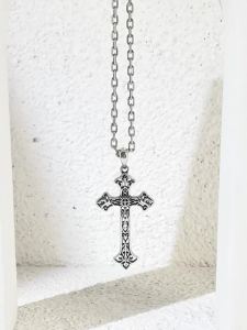 SHISHANGMEIDI | Retro 925 Sterling Silver Cross Necklace Pendant Aged Thai Silver Mens Trendy