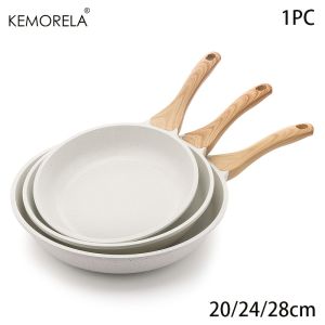 KEMORELA Nonstick Frying Pan Skillet - Healthy Granite Coating with Heat-Resistant Handle 20/24/28cm Induction Compatible 1PCS