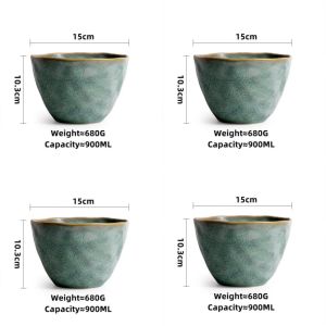 OMK Japanese Style Stoneware Salad Bowl 900ML Ceramic Rice Noodle Bowl