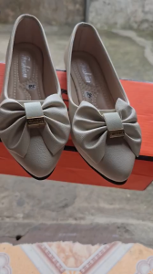 giày nữ đế bệt mềm êm chất da nì giày búp bê nữ gắn nơ đá phong cách hàn quốc