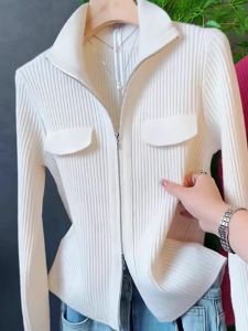 Stylish French Knitted Sweater with Double Zipper