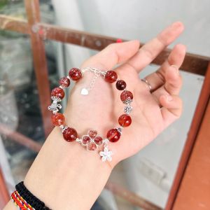 Q667 Lắc Bạc Thạch Anh Tóc Đỏ Hỏa và Thổ - Phong Thuỷ TUDO