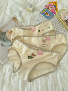 Cute Little Bear Pure Cotton Triangle Underwear Student Briefs Breathable Comfortable mid Waist Youth Panties Cartoon Design