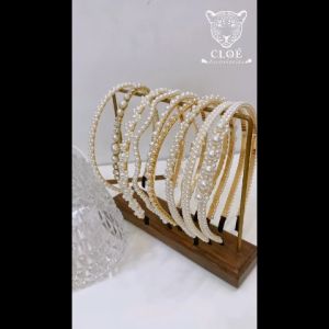 Cài tóc nữ gợn sóng băng đô đính ngọc trai nhân tạo phong cách sang chảnh phụ kiện tóc Cloe Accessories 4209