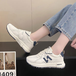 IELGY รองเท้ารองเท้าระบายอากาศผู้หญิงผ้าตาข่ายสีขาว2024พื้นรองเท้าปลอม