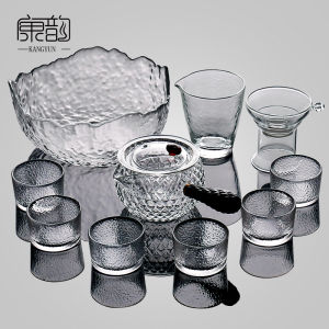 Kangyun Japanese Style Thickened Heat Resistant Glass Tea Set for Home Office Use Simple Design Suitable for Gongfu Tea Brewing