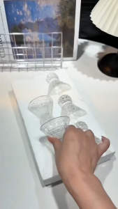 Gemstone Patterned Glass Triangular High-end Creative  GlassParty Specific Embossed Mini Cup