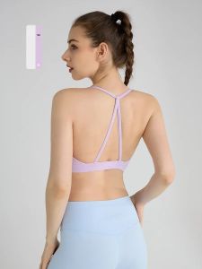 ผู้หญิงฟิตเนสกีฬา Bra Top Gym โยคะสามเหลี่ยม backless กีฬากลับ Cutout Cross ออกกําลังกายแน่นนุ่มกับหน้าอก Pad 👚 👍️