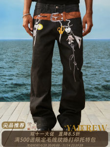 YADcrew กระโปรงสั้นผ้าขนม้าพิมพ์ลายสตรีทสไตล์ลำลองสำหรับผู้ชาย ทรงตรง ซิป ทรงเอวกลาง ฤดูร้อน 2025 กระโปรงสั้นผ้าขนสัตว์