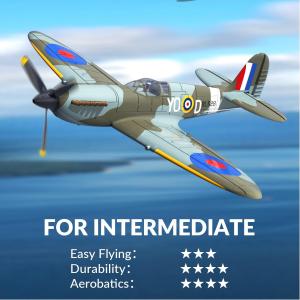 VOLANTEXRC RC Plane Spitefire 400 2.4Ghz 4CH 6-axis Stabilizer System One-Key Aerobatic Perfect For Beginner Remote Control Airplane 761-12 RTF