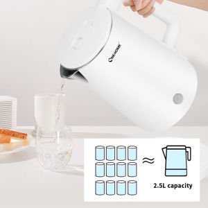 ONE HOME 2.3L Fast Heat Electric Kettle Smart Temperature Detect Automatic Power-off Electric Jug Kettle 304 Stainless Steel Dual Layer Fast Boiling Elektrik Kettle Malaysia Standard Plug Top