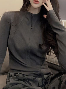 Warm Plush Winter Long Sleeve T-shirt Stand Collar Double Zipper