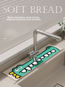 Kitchen Sink Mat Bathroom Washstand Cup Mat Drain Pad Faucet Water Absorbent Pad Splash Proof Home Use Cartoon Style