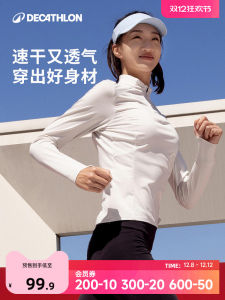 Áo Thun Nữ Decathlon Dryness Quick Dry Half Zip Long Sleeve Training Top Sporty Casual Fit Running Workout Gymwear