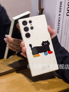 Full Cover Silicone Phone Case for Samsung Galaxy S25 Ultra S22 S21FE S23U S24 Edge Note20 A55 A52 A54 Protective Shell Cute Black Cat Design