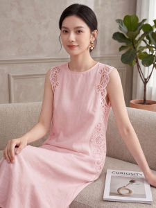 DANTING | Sleeveless Waist Cinching Lace Designed French Style Dress