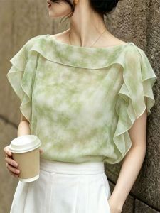 DAIXIANGFEIZI | Áo Blouse Dáng Rộng Tay Ngắn Thanh Lịch Thời Trang