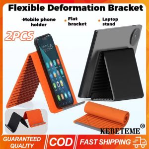KEBETEME 2PCS Multi-Functional Silicone Aluminum Phone Stand Lazy Desk Accessory Flexible Foldable Portable Support for Tablets And Mobiles