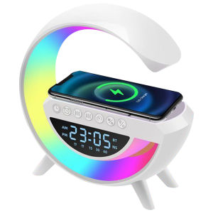 Bluetooth Bedside Speaker with Alarm Clock and 13 Light Modes for Modern Bedroom Decor