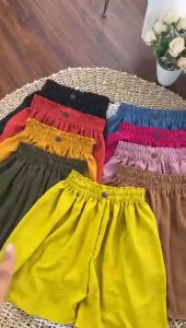 CEISYAH PANTS - Celana Pendek Wanita Crinkle Air Flow - Hotpants Crinkle Model Kancing - Celana Santai Wanita Cringkle - Ceisyah Pants Cringkle Warna Pastel